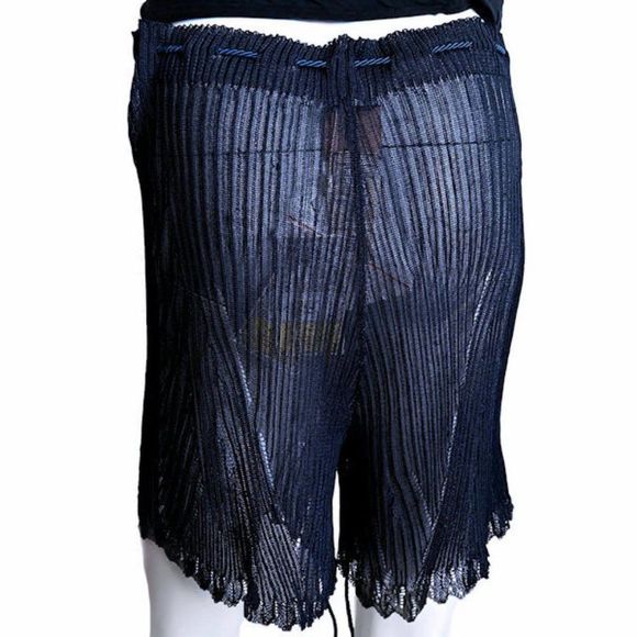 HELEN RODEL Epifania Navy Ribbed Knit Drawstring Bermuda Shorts NWT - Picture 7 of 12
